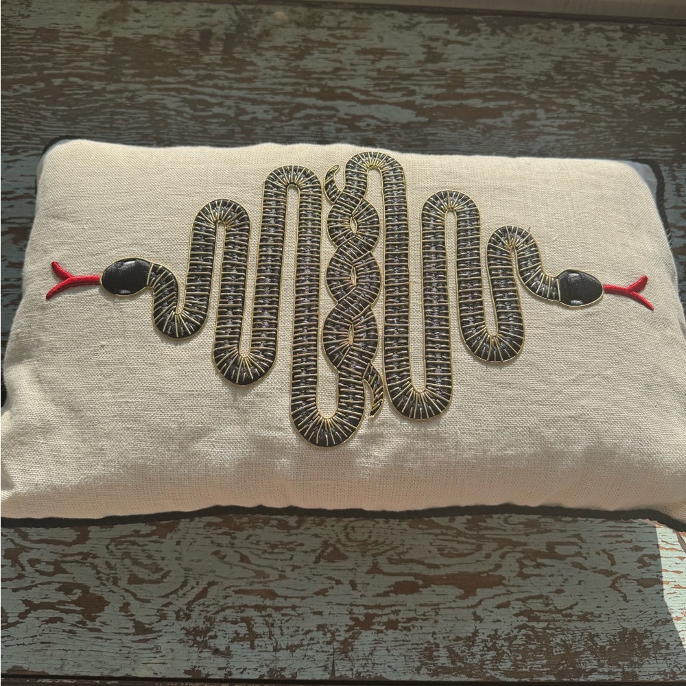 Jonathan Adler Snake Embroidered Rectangular Pillow
